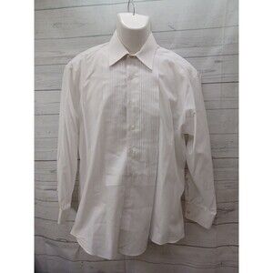 Barry Manufacturing White Tuxedo Shirt Formal Collar Pleated Sz 15 - 15 1/2